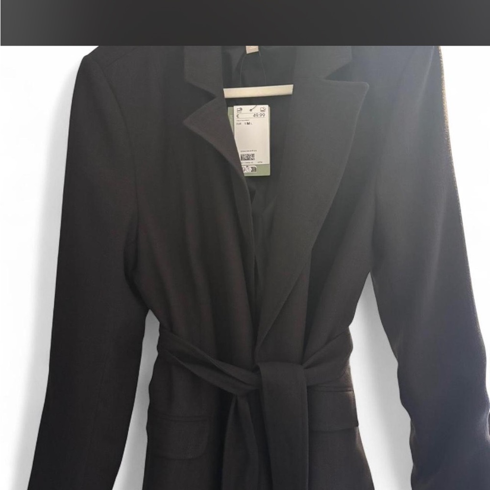 H&M Black Trench Coat with Belt